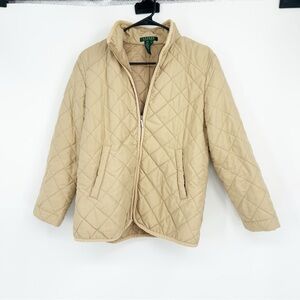 Lauren Ralph Lauren Quilted Beige Barn Chore Coat Jacket Size Large